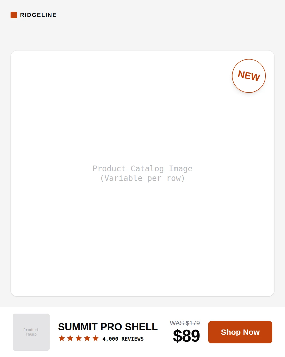 Enriched catalog template, 4:5 placement
