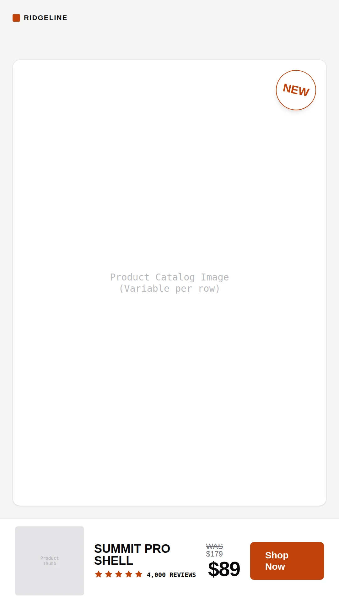 Enriched catalog template, 9:16 placement